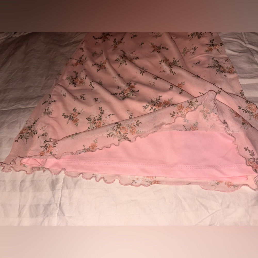Vintage 90s babydoll  Pink Floral Slip Mini Dress Medium - Picture 7 of 8
